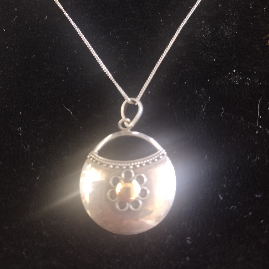 10kt Gold With Sterling Silver Pendant Necklace